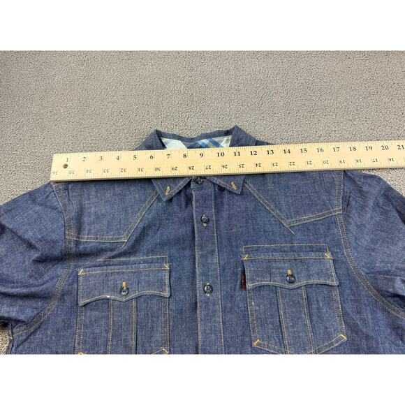 Vintage Levi's Men's Small Blue Denim Western Long Sleeve Button Down Shirt - Picture 6 of 10